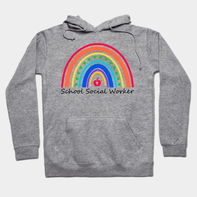 School Social Worker Heart Rainbow Cute Work Love Teacher Hoodie by GreatDesignsShop